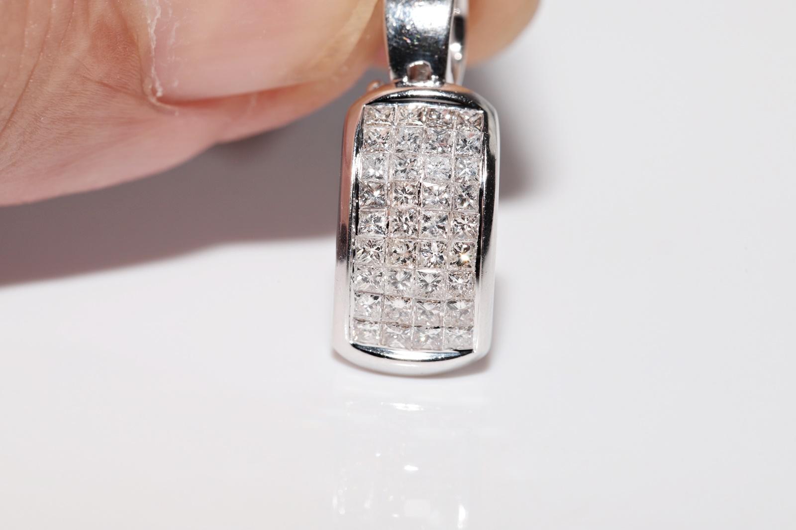 Vintage CIRCA 1990er Jahre 18k Gold natürlichen Prinzessinnenschliff Diamant-Anhänger Halskette im Angebot 6