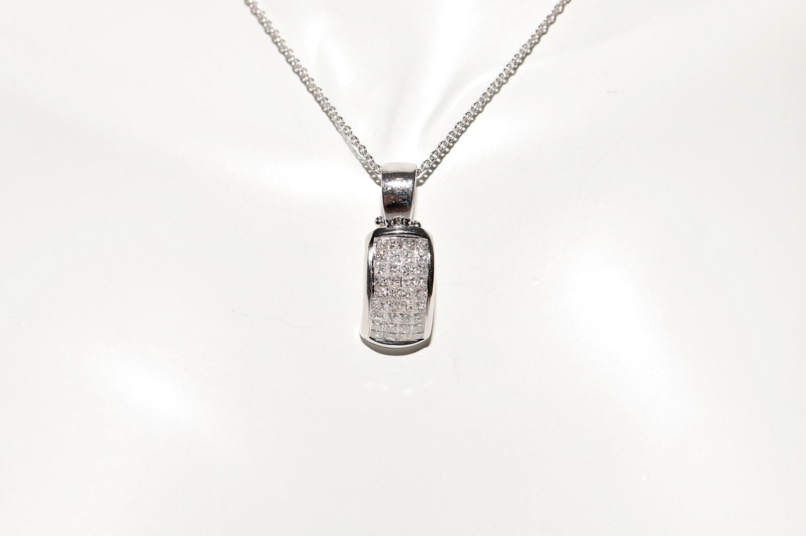 Vintage CIRCA 1990er Jahre 18k Gold natürlichen Prinzessinnenschliff Diamant-Anhänger Halskette (Retro) im Angebot