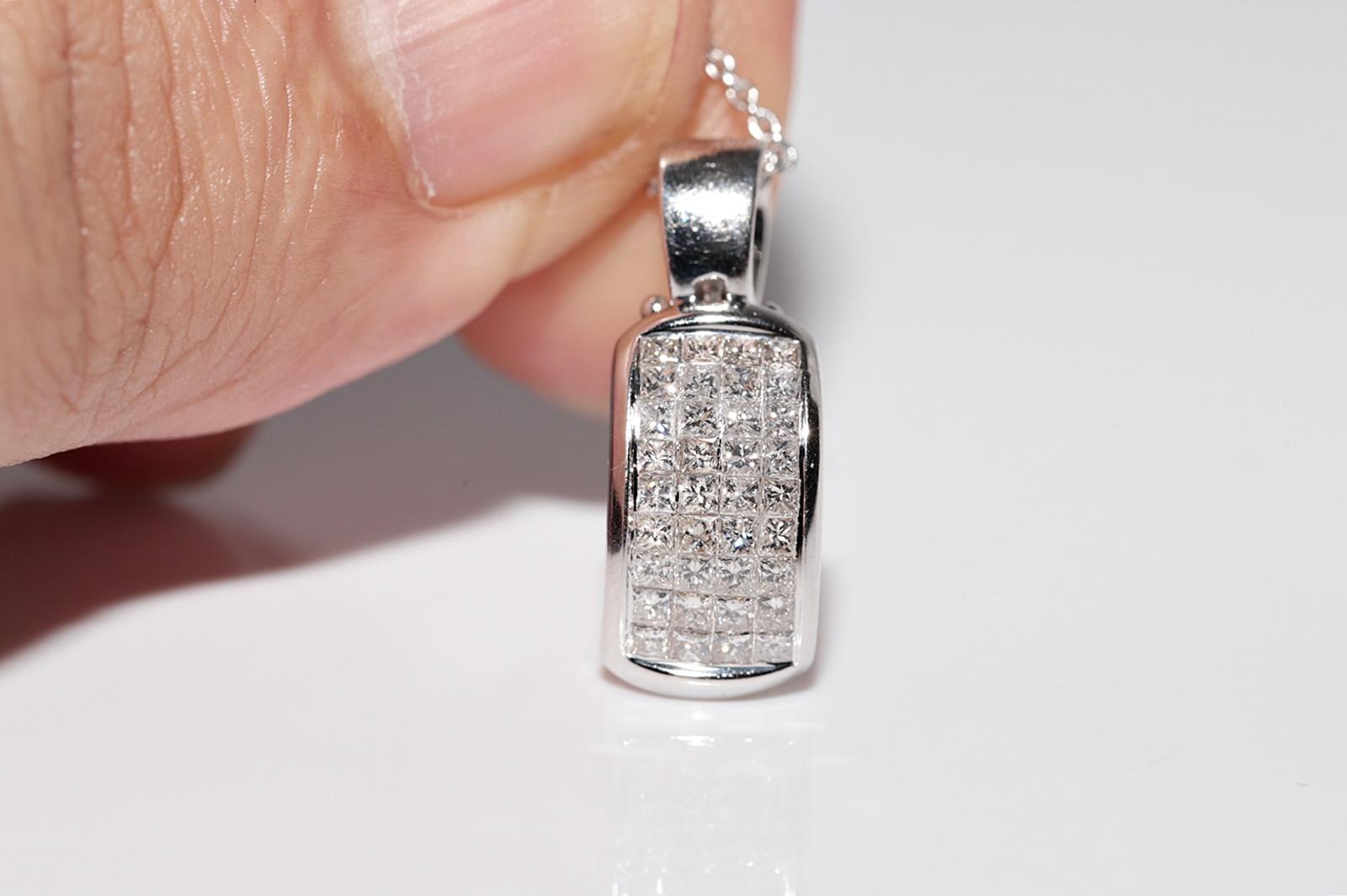 Vintage CIRCA 1990er Jahre 18k Gold natürlichen Prinzessinnenschliff Diamant-Anhänger Halskette Damen im Angebot