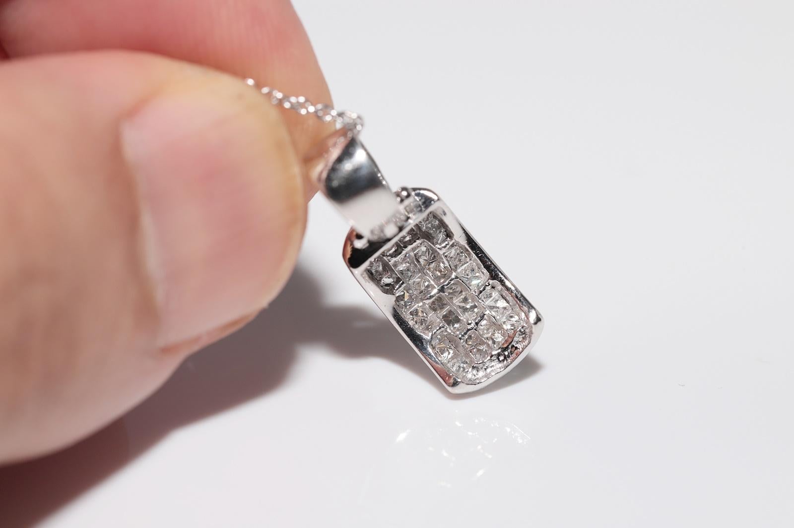 Vintage CIRCA 1990er Jahre 18k Gold natürlichen Prinzessinnenschliff Diamant-Anhänger Halskette im Angebot 2