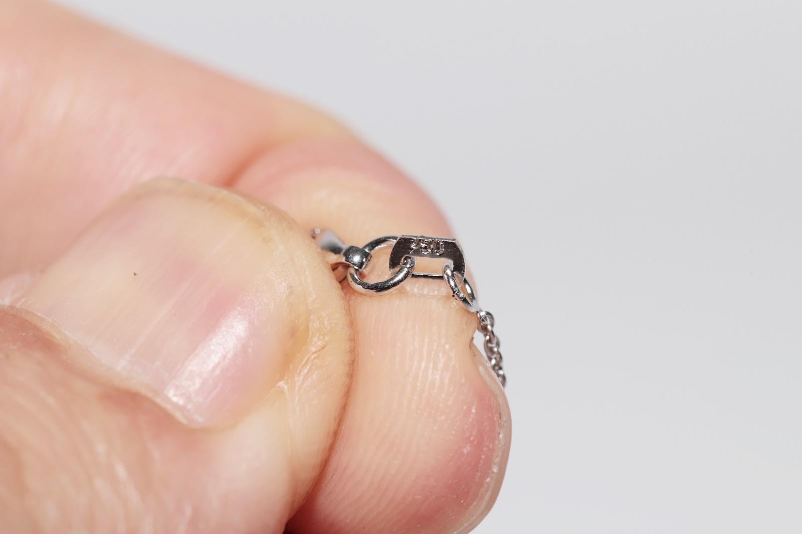 Vintage CIRCA 1990er Jahre 18k Gold natürlichen Prinzessinnenschliff Diamant-Anhänger Halskette im Angebot 3