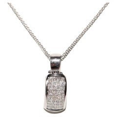 Vintage Circa 1990s 18k Gold Natural Princess Cut Diamond Pendant Necklace