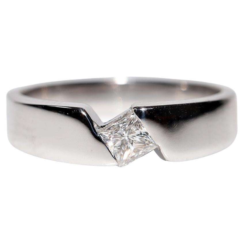 Vintage Circa 1990er Jahre Solitär-Ring, 18 Karat Gold, natürlicher Diamant im Prinzessinnenschliff