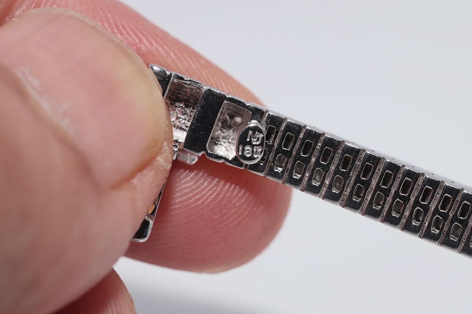 Vintage CIRCA 1990er Jahre 18k Gold natürlichen Prinzessinnenschliff Diamant starke Armband im Angebot 5