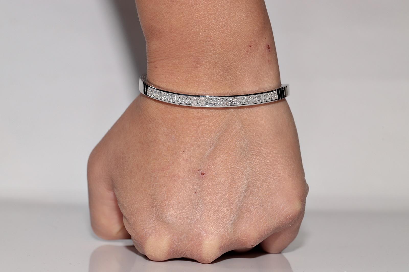 Vintage CIRCA 1990er Jahre 18k Gold natürlichen Prinzessinnenschliff Diamant starke Armband im Angebot 12