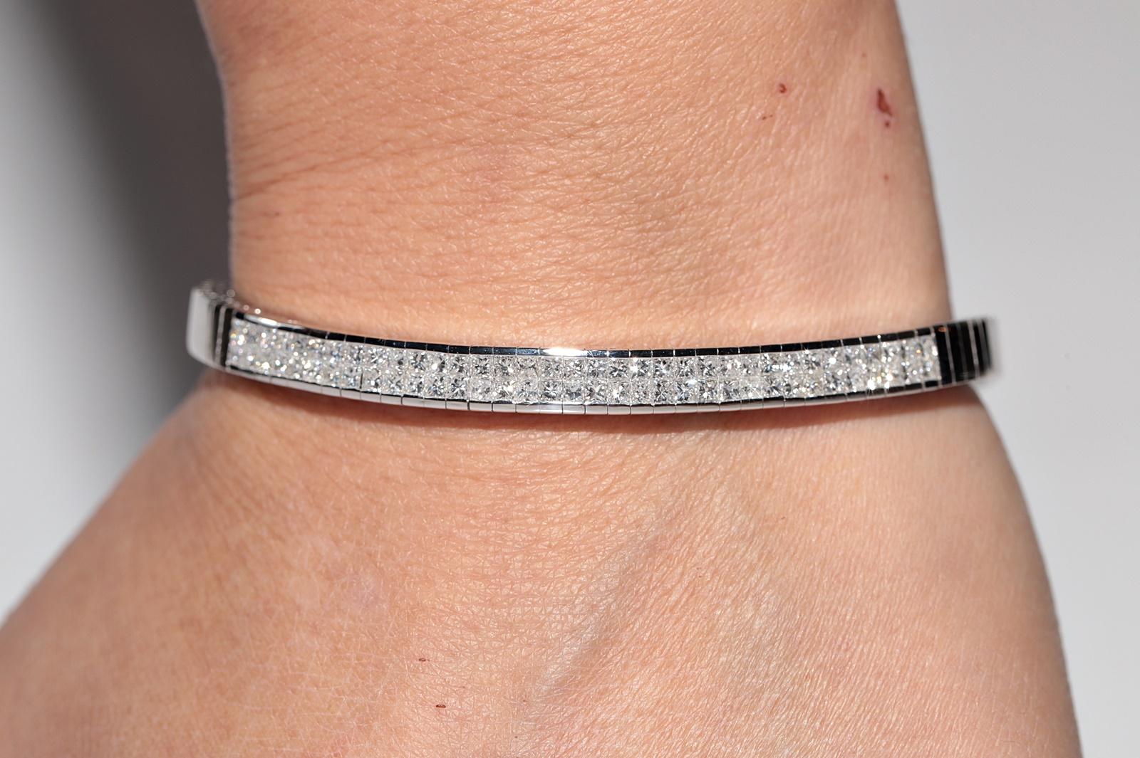 Vintage CIRCA 1990er Jahre 18k Gold natürlichen Prinzessinnenschliff Diamant starke Armband im Angebot 13