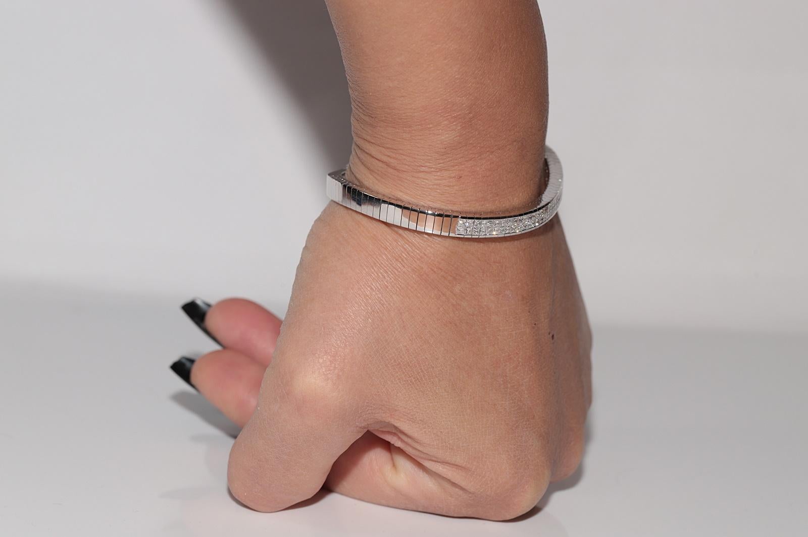 Vintage CIRCA 1990er Jahre 18k Gold natürlichen Prinzessinnenschliff Diamant starke Armband im Angebot 14