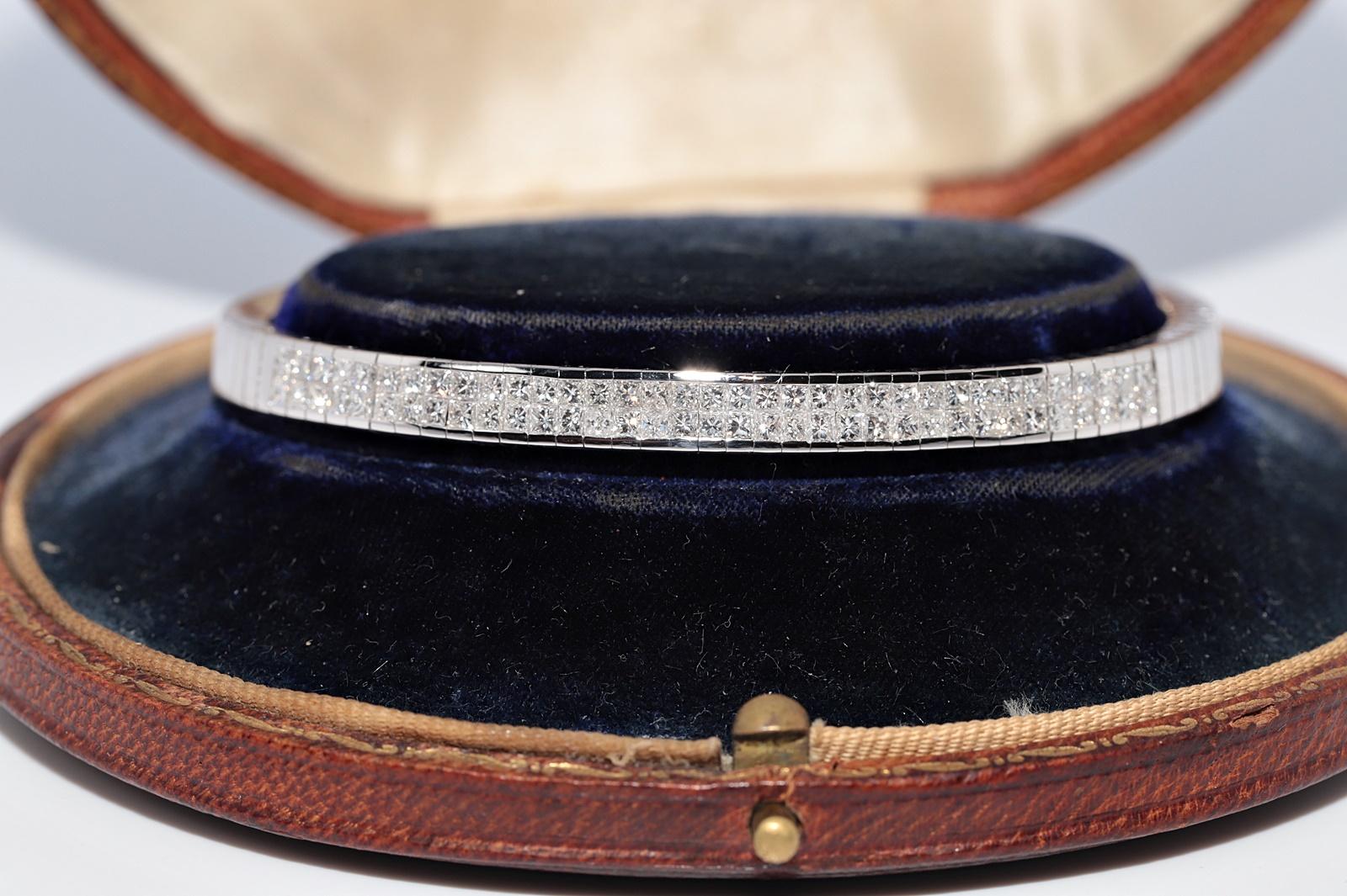 Vintage CIRCA 1990er Jahre 18k Gold natürlichen Prinzessinnenschliff Diamant starke Armband (Kunsthandwerker*in) im Angebot