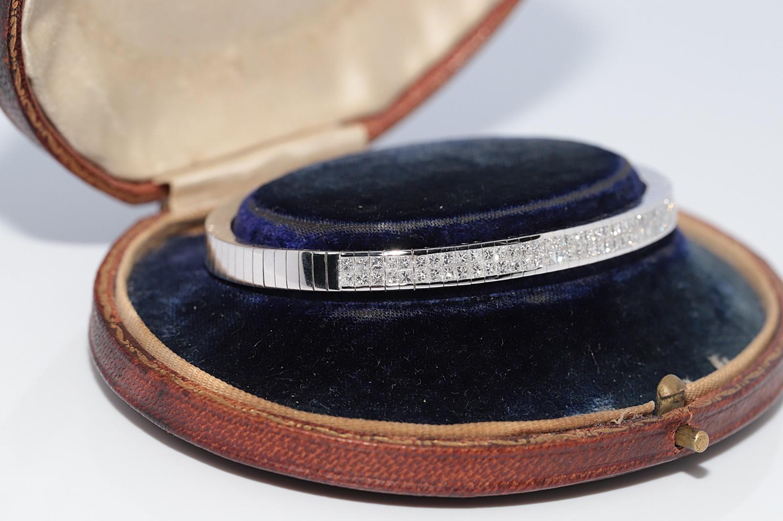 Vintage CIRCA 1990er Jahre 18k Gold natürlichen Prinzessinnenschliff Diamant starke Armband (Carréschliff) im Angebot