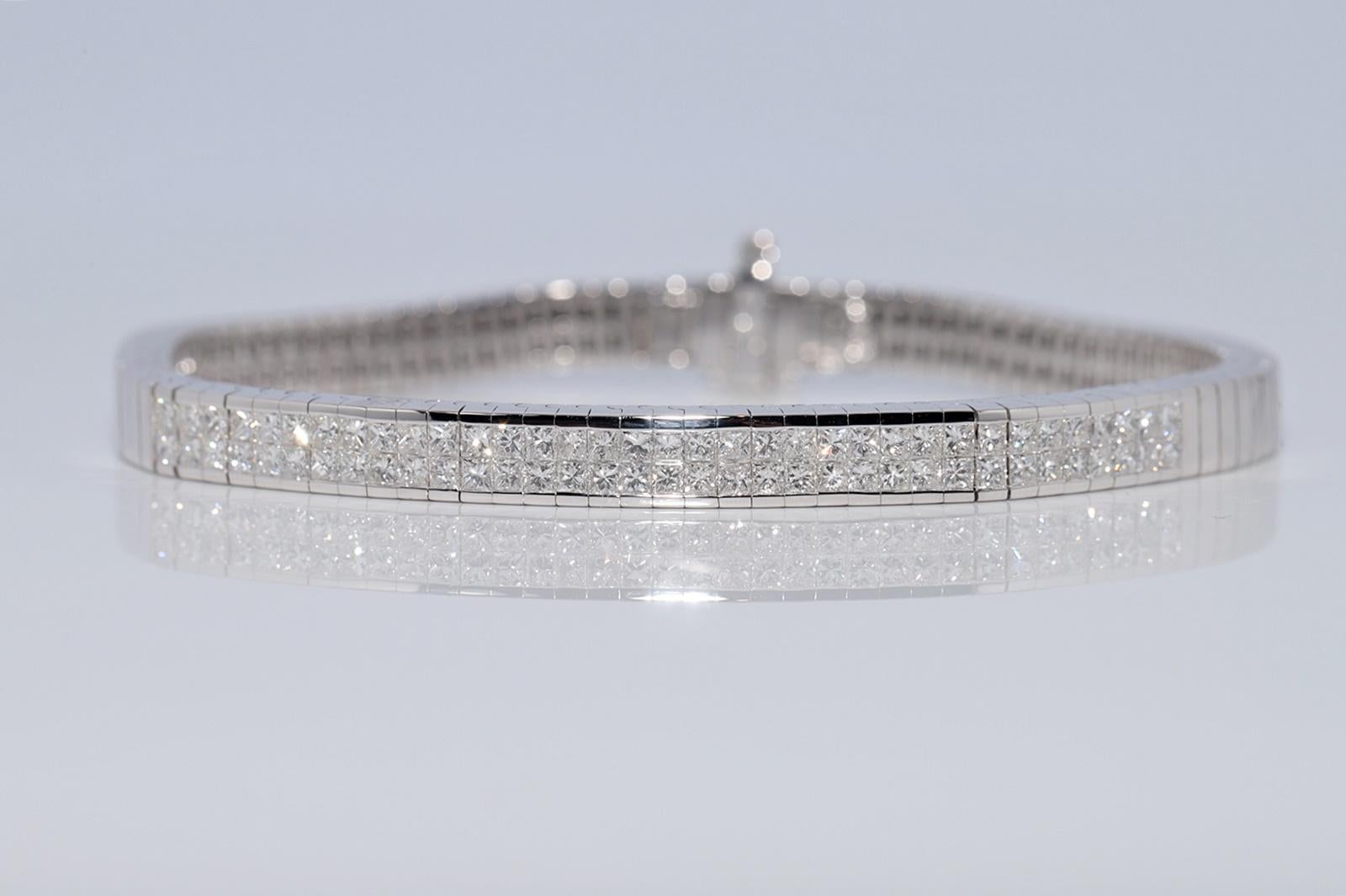 Vintage CIRCA 1990er Jahre 18k Gold natürlichen Prinzessinnenschliff Diamant starke Armband im Zustand „Gut“ im Angebot in Fatih/İstanbul, 34