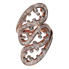 Vintage Circa 1990er Jahre 18k Gold Roségold Vintage Natürlicher Diamant dekoriert starker Ring