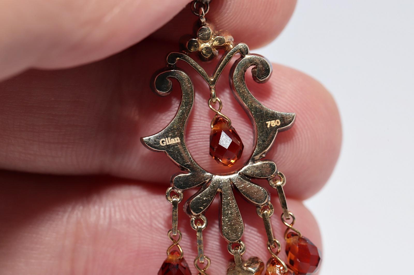 Vintage Circa 1990s 18k Gold Top Silver Natural Diamond And Topaz Necklace en vente 4