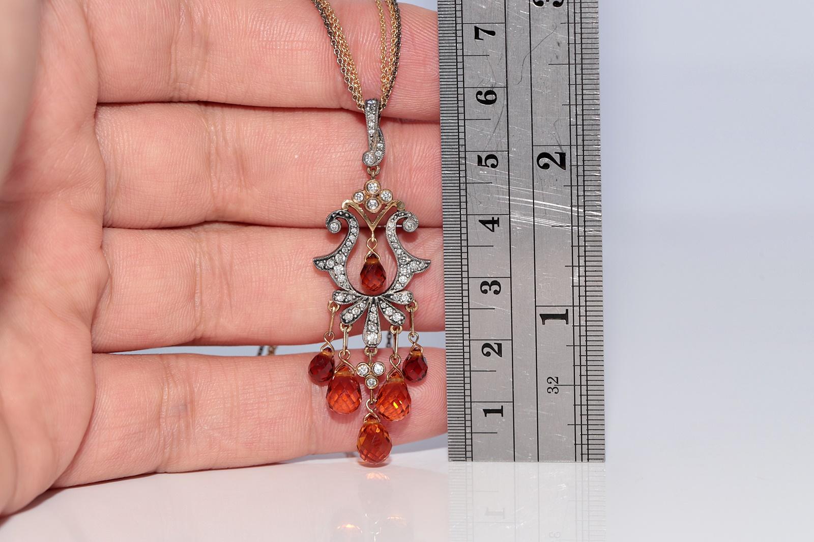 Vintage Circa 1990s 18k Gold Top Silver Natural Diamond And Topaz Necklace Pour femmes en vente