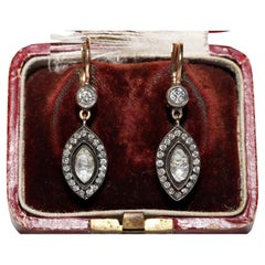 Vintage By degli anni '90 in oro 14k e argento con diamanti naturali e orecchini a goccia decorati