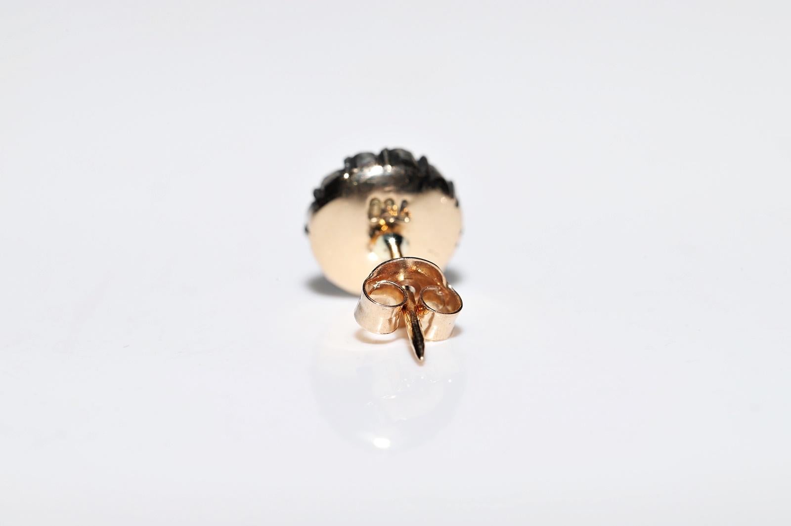 Vintage CIRCA 1990er Jahre 18k Gold Top Silber natürlichen Diamanten dekoriert Ohrring im Angebot 4