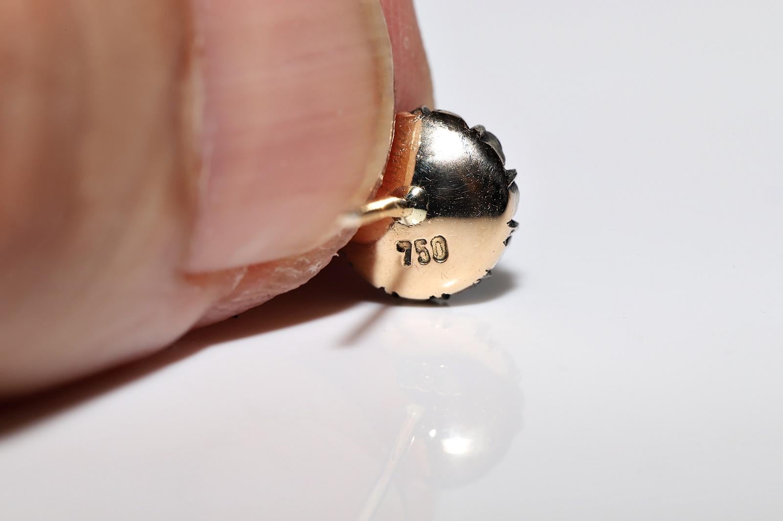 Vintage CIRCA 1990er Jahre 18k Gold Top Silber natürlichen Diamanten dekoriert Ohrring im Angebot 3