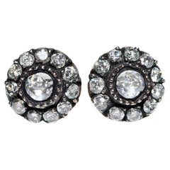 Vintage By degli anni '90: orecchini in oro 18k e argento con diamanti naturali decorati