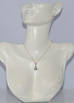 Vintage Circa 1990s 18k Gold Top Silver Natural Diamond Pendant Necklace