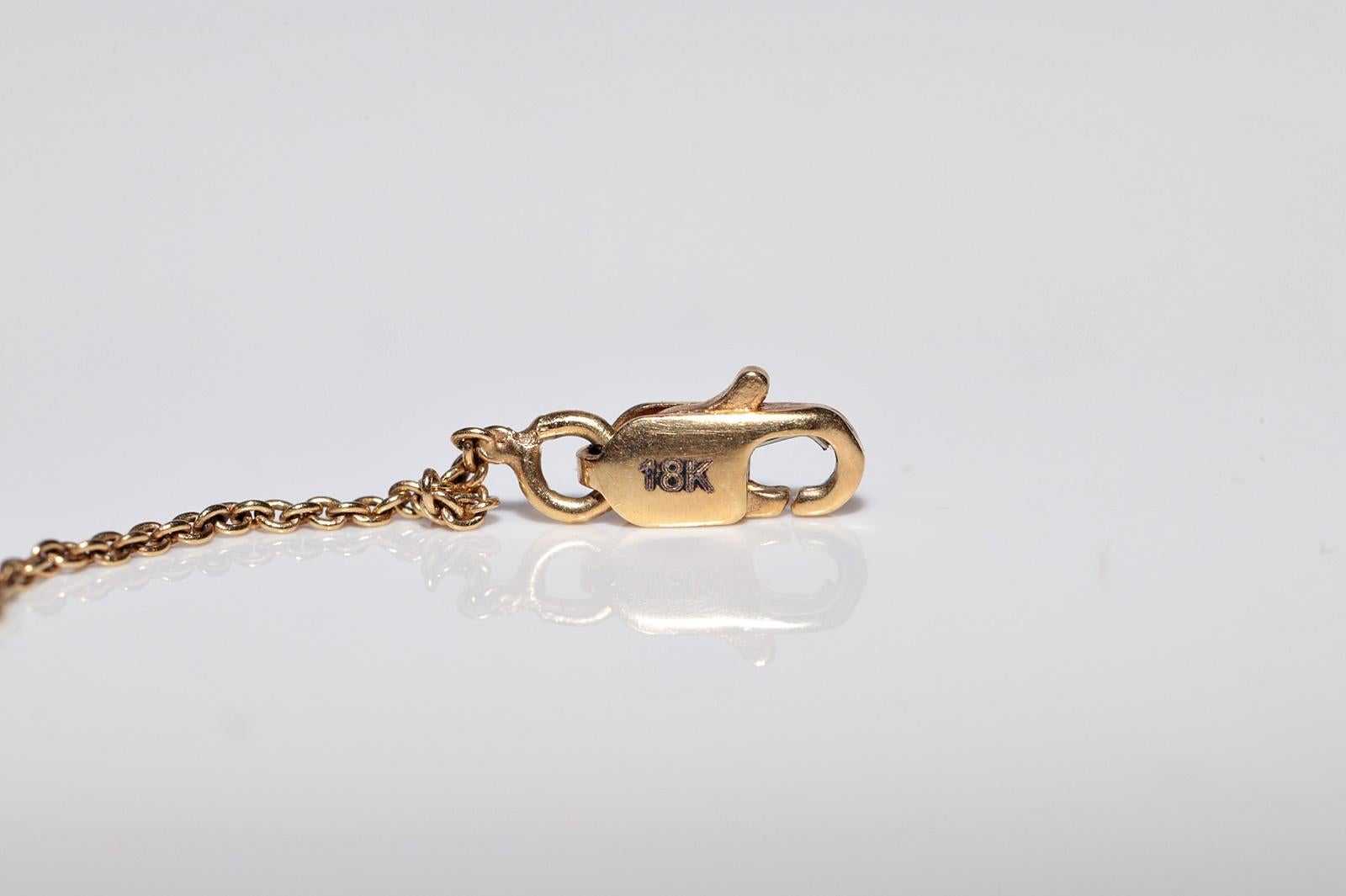 Vintage Circa 1990s 18k Gold Top Silver Natural Rose Cut Diamond Necklace 4