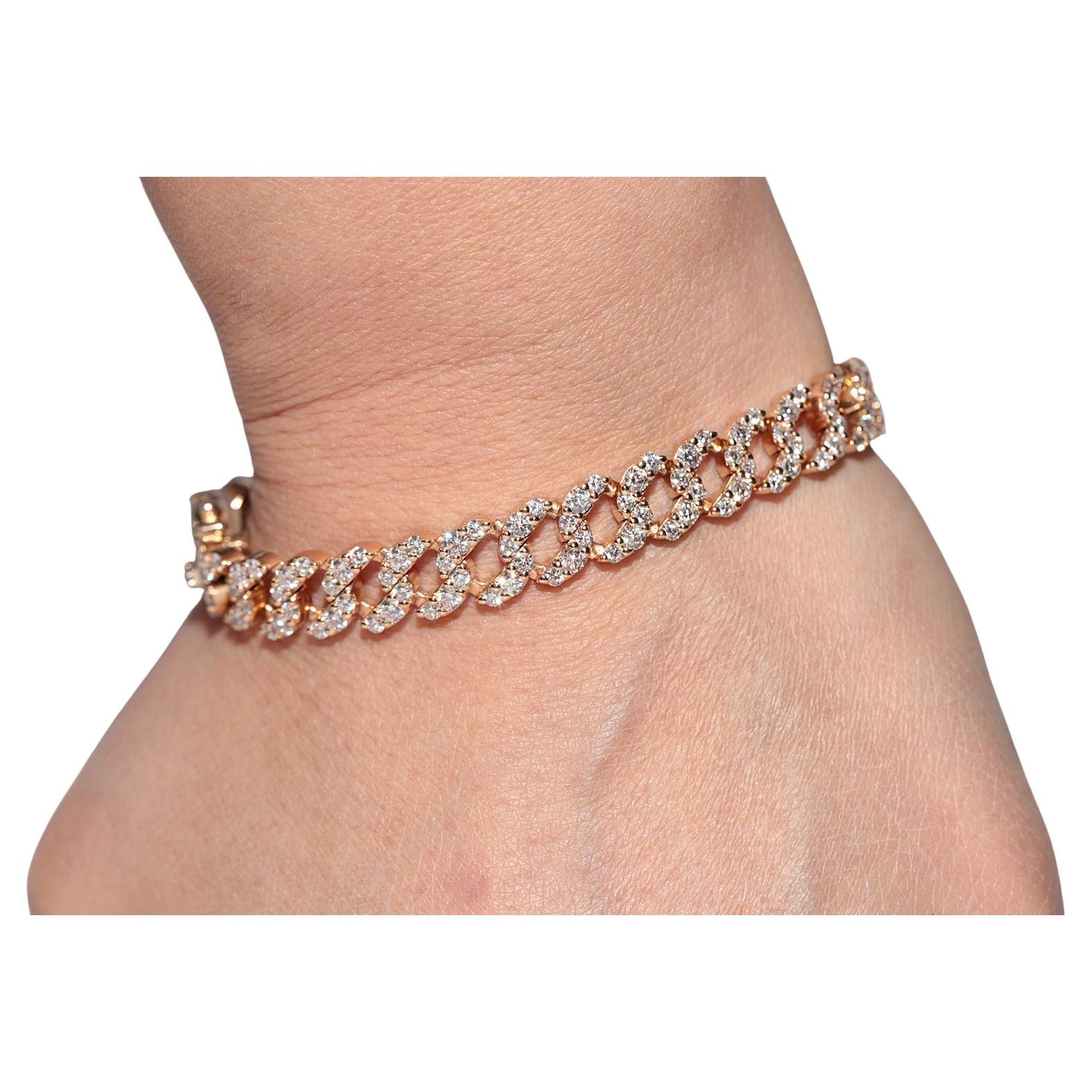 Bracciale Vintage CIRCA anni '90 in oro rosa 18k con diamanti naturali e decorazioni a corda