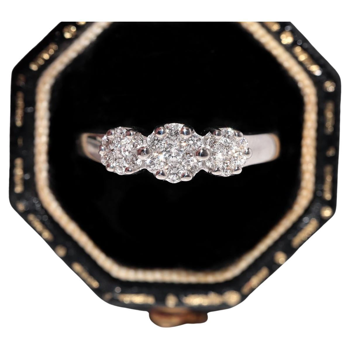 Anillo Vintage Circa 1990s Oro Blanco 18k Decorado con Diamantes Naturales