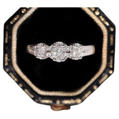 Anillo Vintage Circa 1990s Oro Blanco 18k Decorado con Diamantes Naturales