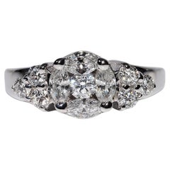 Bague vintage des années 1990 en or blanc 18 carats décorée de diamants naturels