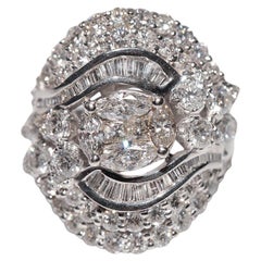 Anello forte decorato con diamanti naturali in oro bianco 18 carati, CIRCA GLI ANNI '90