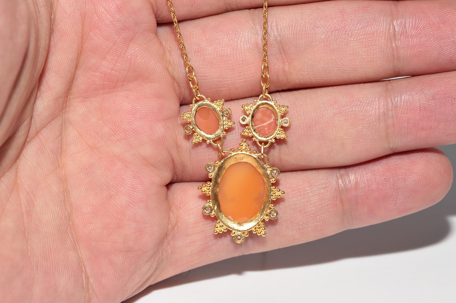 Vintage Circa 1990 Collier en or 24k fait à la main avec des diamants naturels et des camées en vente 5