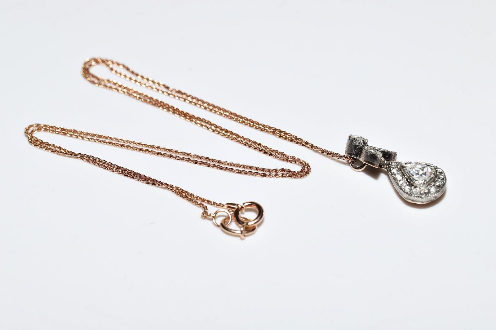 Vintage Circa 1990er Jahre 8k Gold Top Silber natürlicher Rosenschliff Diamant  Halskette im Angebot 7
