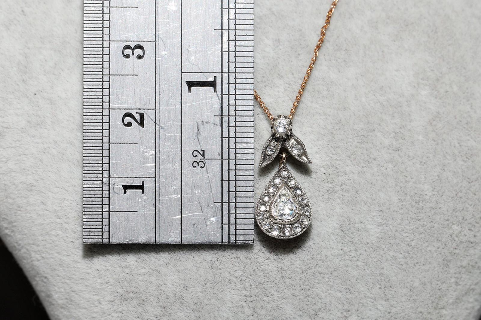 Vintage Circa 1990er Jahre 8k Gold Top Silber natürlicher Rosenschliff Diamant  Halskette im Zustand „Gut“ im Angebot in Fatih/İstanbul, 34