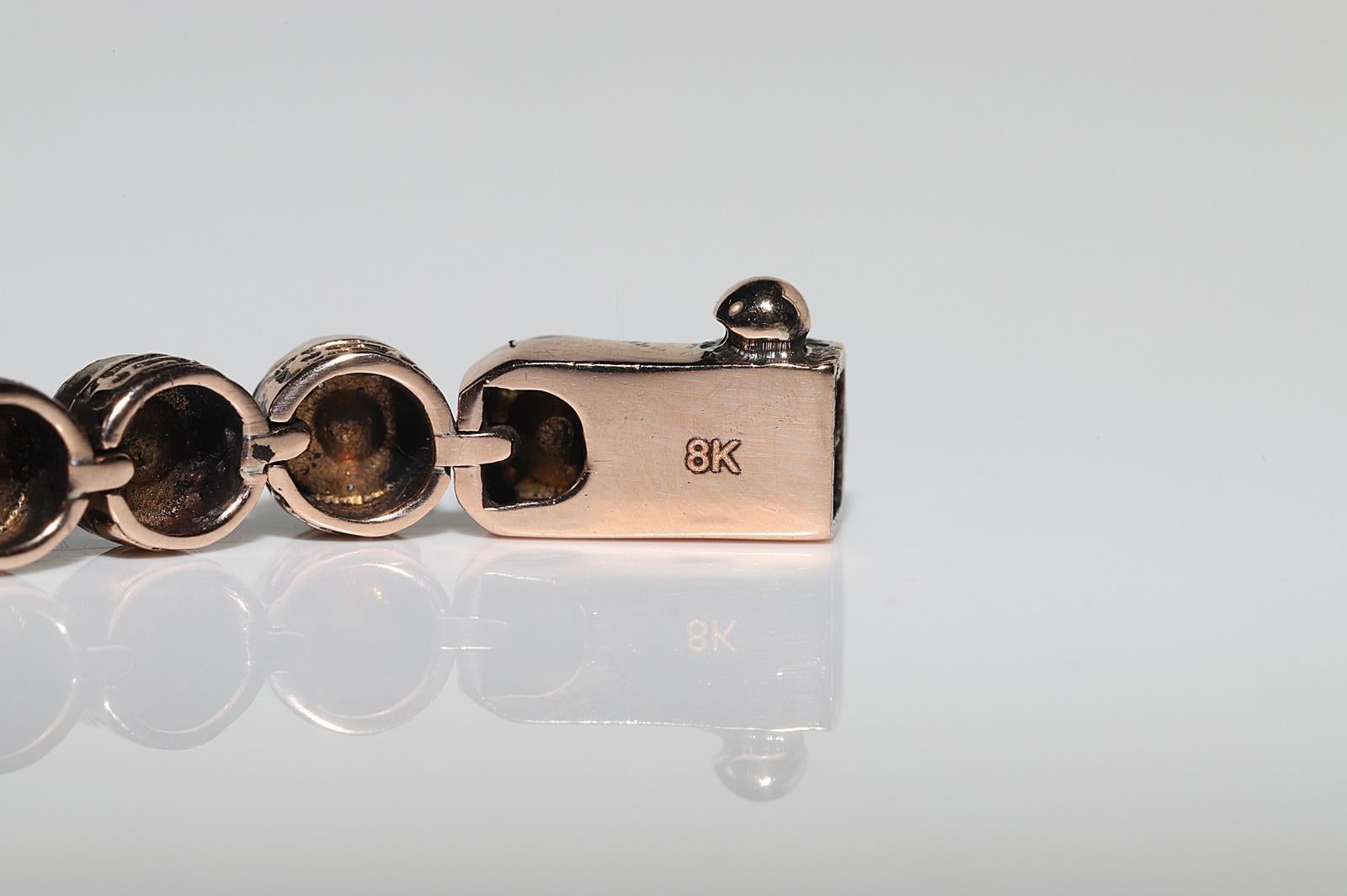 Tennisarmband, Vintage, ca. 1990er Jahre, 8k Gold Top Silber natürlicher Diamant im Rosenschliff im Angebot 6