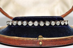 Vintage Circa 1990s 8k Gold Top Silver Natural Rose Cut Diamond Tennis Bracelet