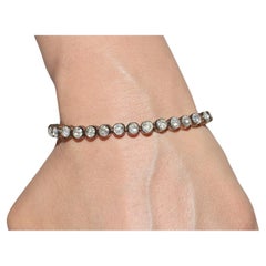 Vintage Circa 1990s Oro de 8 quilates Plata superior Diamante natural talla rosa Pulsera de tenis