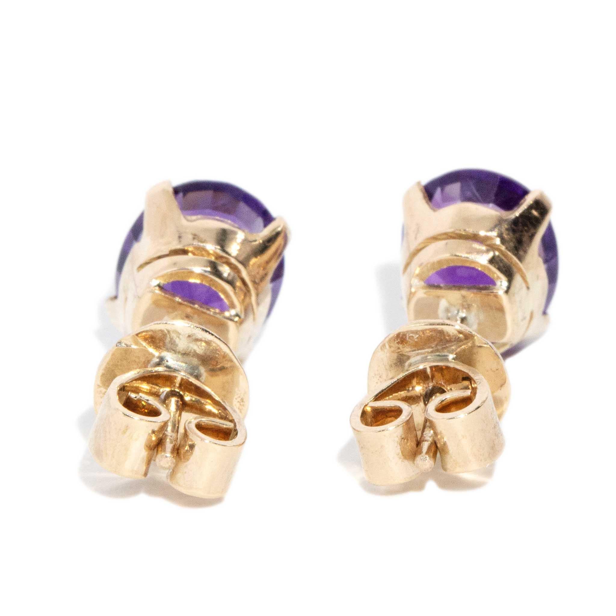 De las mujeres Pendientes vintage circa años 90 de amatista de oro amarillo de 18 quilates en venta