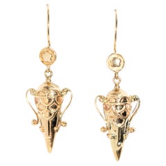 Vintage Circa 1990s Apothecary Drop Style Earrings 9 Carat Yellow Gold
