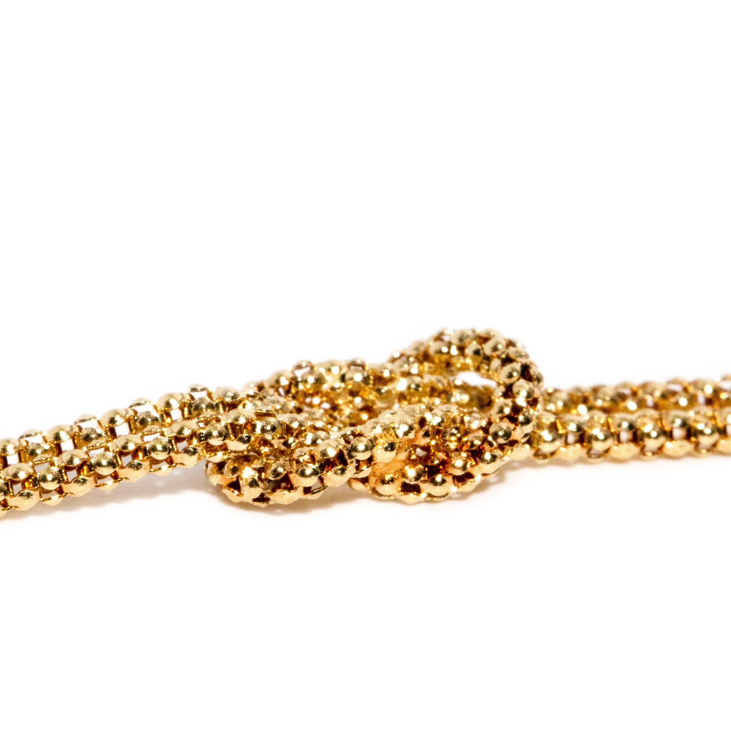 Women's Vintage Circa 1990s Beaded Tassle Lariat Style Necklace 18 Carat Yellow Gold