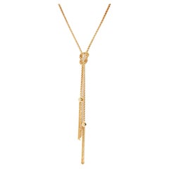 Vintage Circa 1990s Beaded Tassle Lariat Style Necklace 18 Carat Yellow Gold