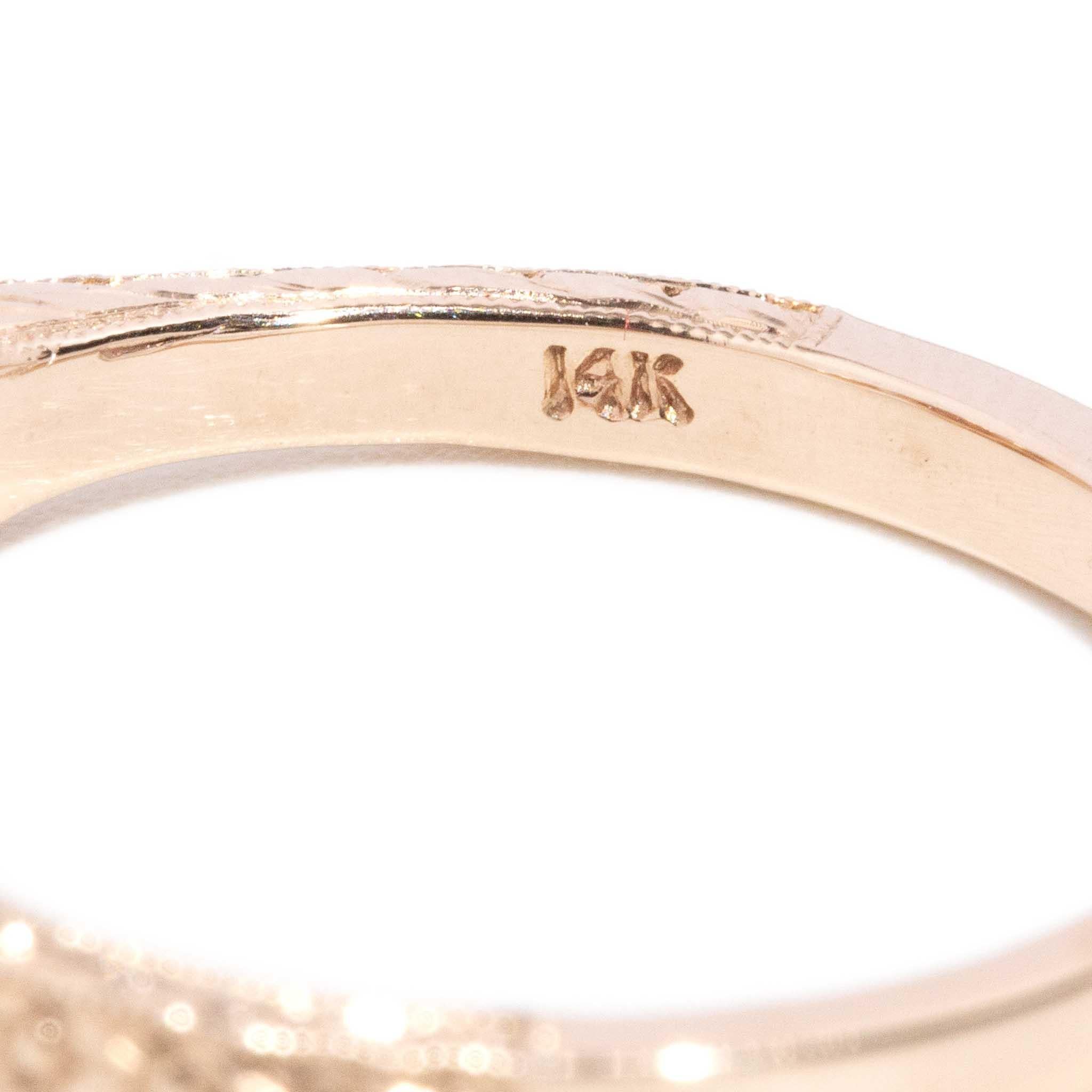 Vintage Circa 1990s Cognac Diamond Ring 18 Carat Rose Gold Unisexe en vente