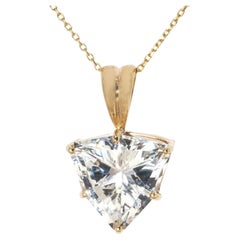Vintage Circa 1990s Colourless 12.75 Carat Trilliant Topaz Pendant 9 Yellow Gold