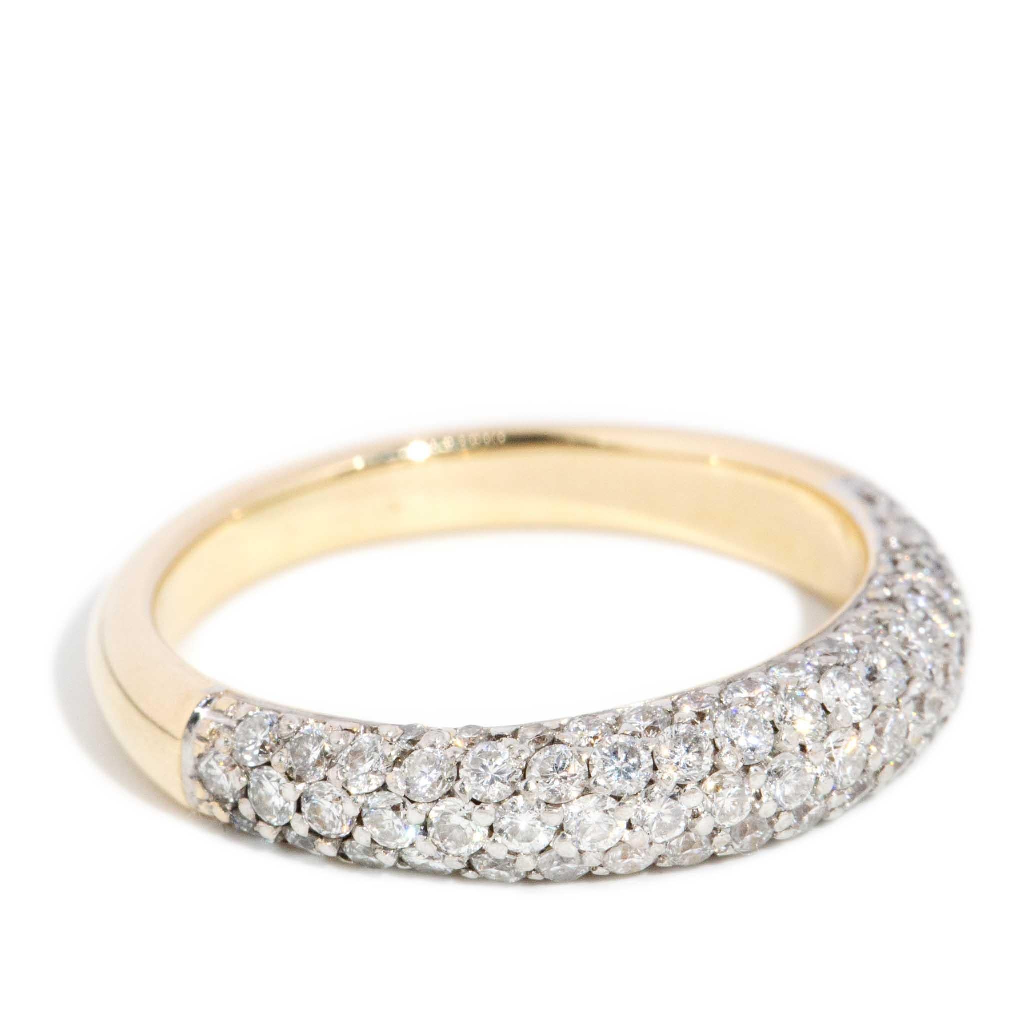 Modern Vintage Circa 1990s Diamond Pave Band 18 Carat Yellow Gold