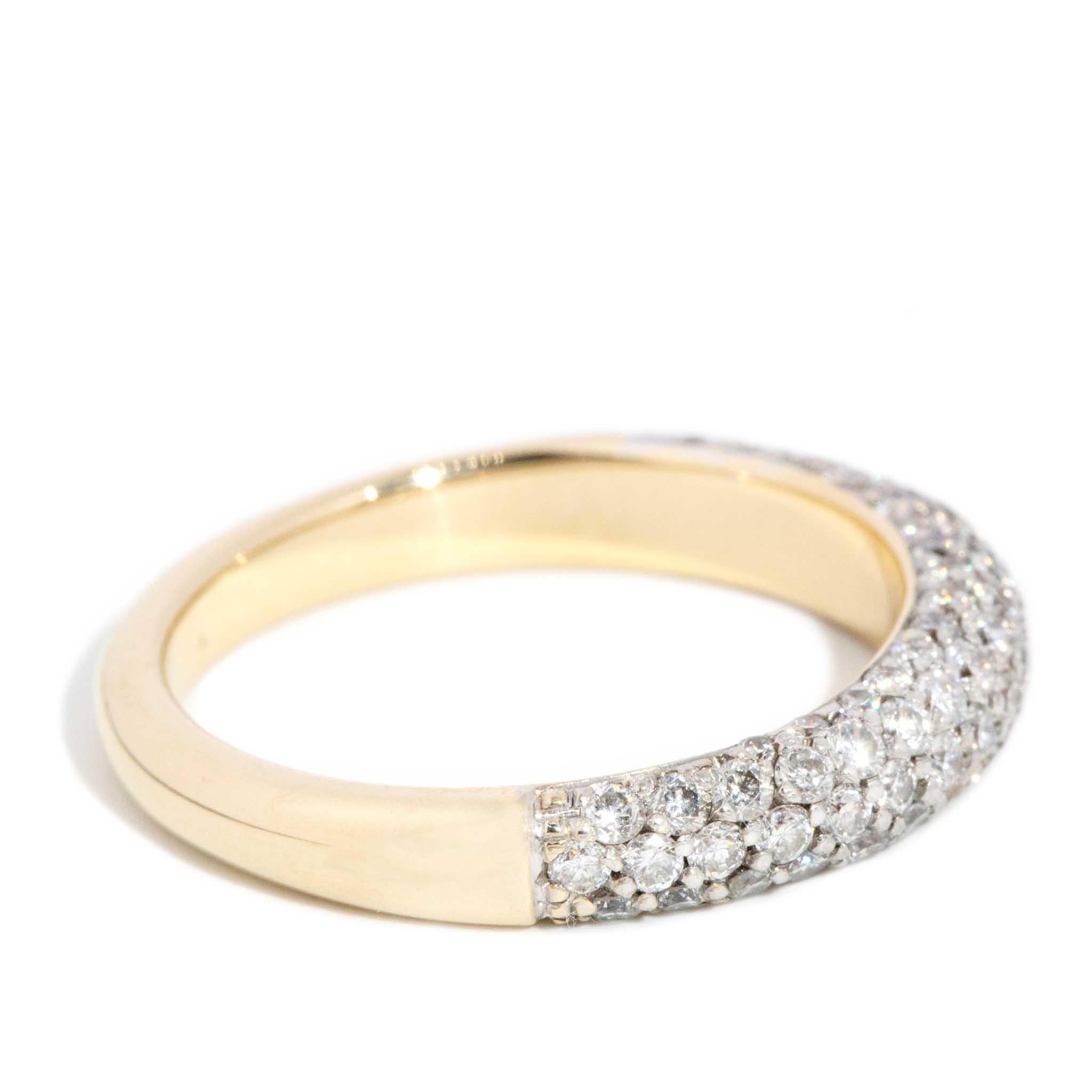Brilliant Cut Vintage Circa 1990s Diamond Pave Band 18 Carat Yellow Gold
