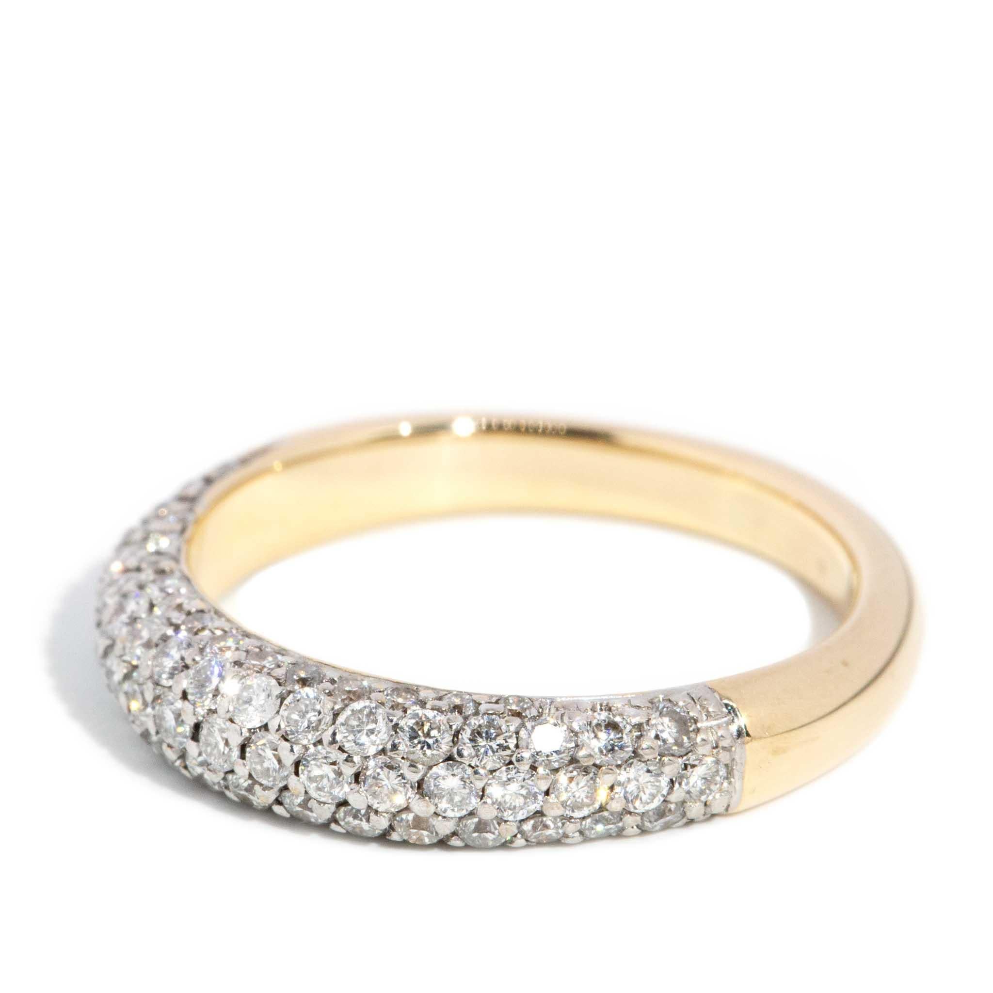 Women's Vintage Circa 1990s Diamond Pave Band 18 Carat Yellow Gold
