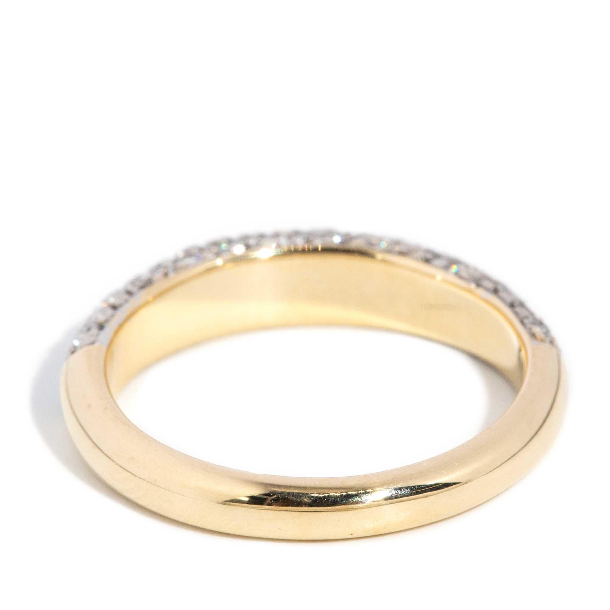 Vintage Circa 1990s Diamond Pave Band 18 Carat Yellow Gold 2