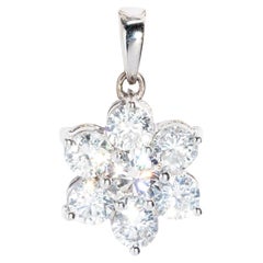 Vintage Circa 1990s Diamond Starburst Cluster Pendant 18 Carat White Gold