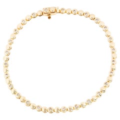Vintage Circa 1990s Pulsera de Tenis de Diamantes de Oro Amarillo de 9 Quilates