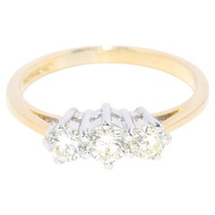 Vintage Circa 1990s Diamond Three Stone Ring 18 Carat Gold