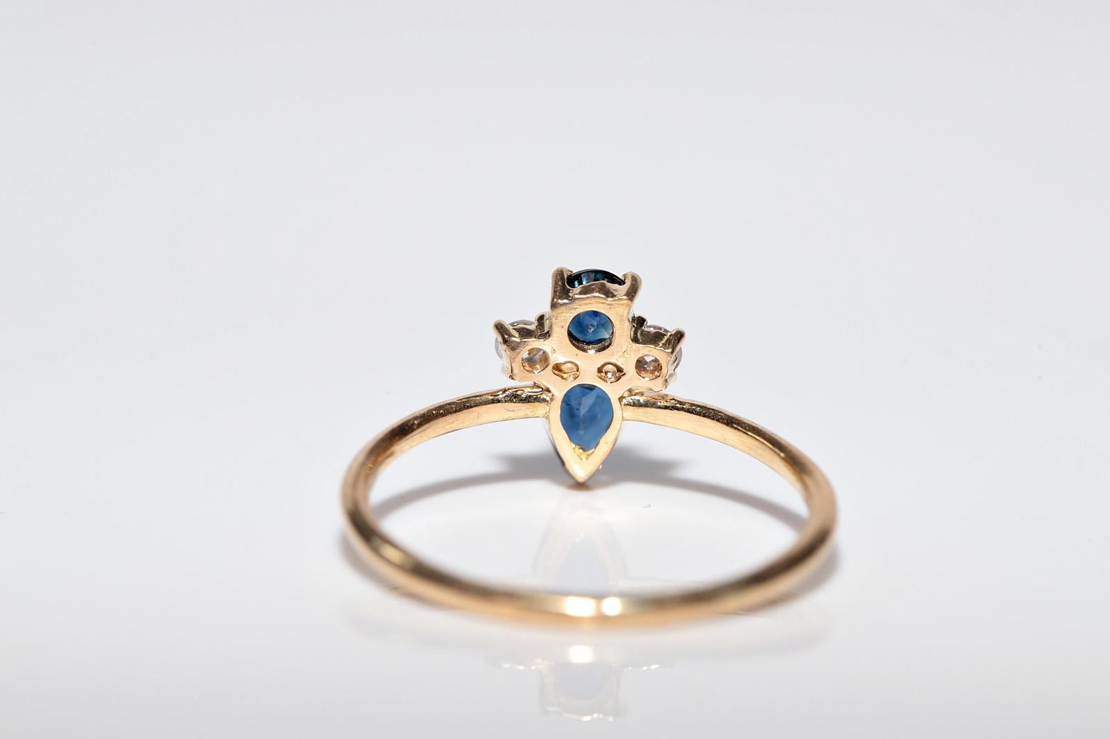 Handgefertigter Vintage-Ring aus 18 Karat Gold mit natürlichem Diamant und Saphir, ca. 1990er Jahre im Angebot 1