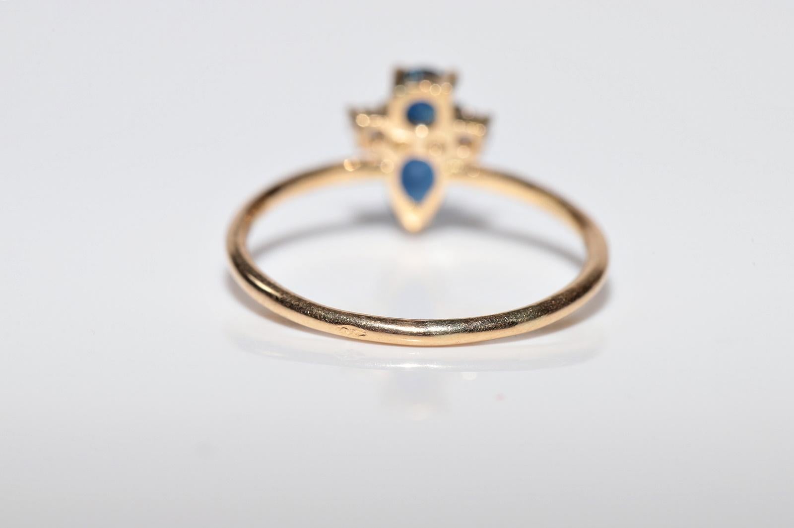 Anello Vintage CIRCA anni '90 in oro 18k con diamanti naturali e zaffiri, realizzato a mano in vendita 2