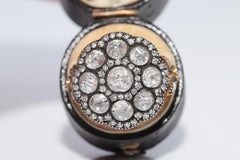 Vintage Circa 1990s Handcrafted 18k Gold Top Silver Natural Diamond Strong Ring